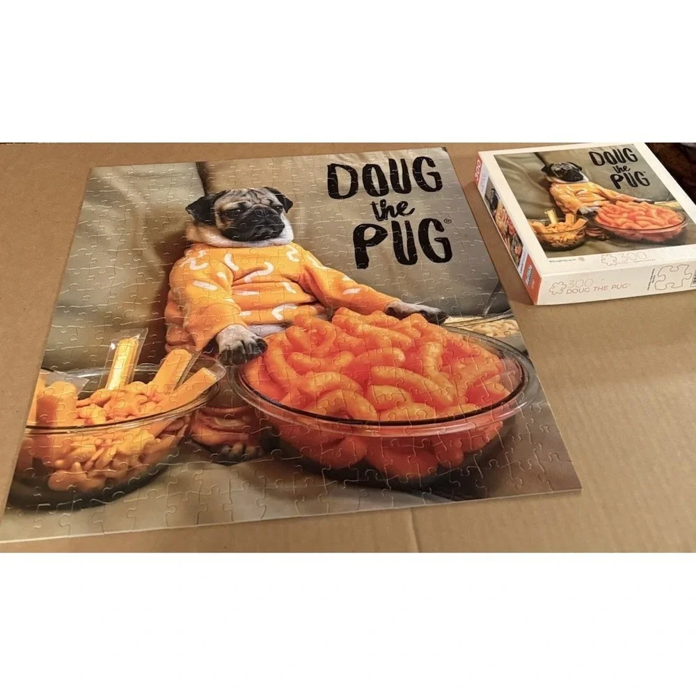 Buffalo Games Puzzle Doug The‎ Pug as Cheesy Doug 300 Large Piece Jigsaw Puzzle